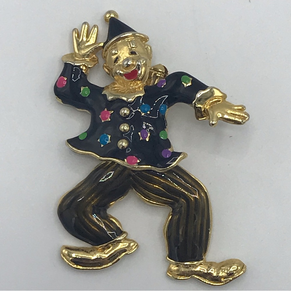 Clown Jester Dancing Pin Brooch